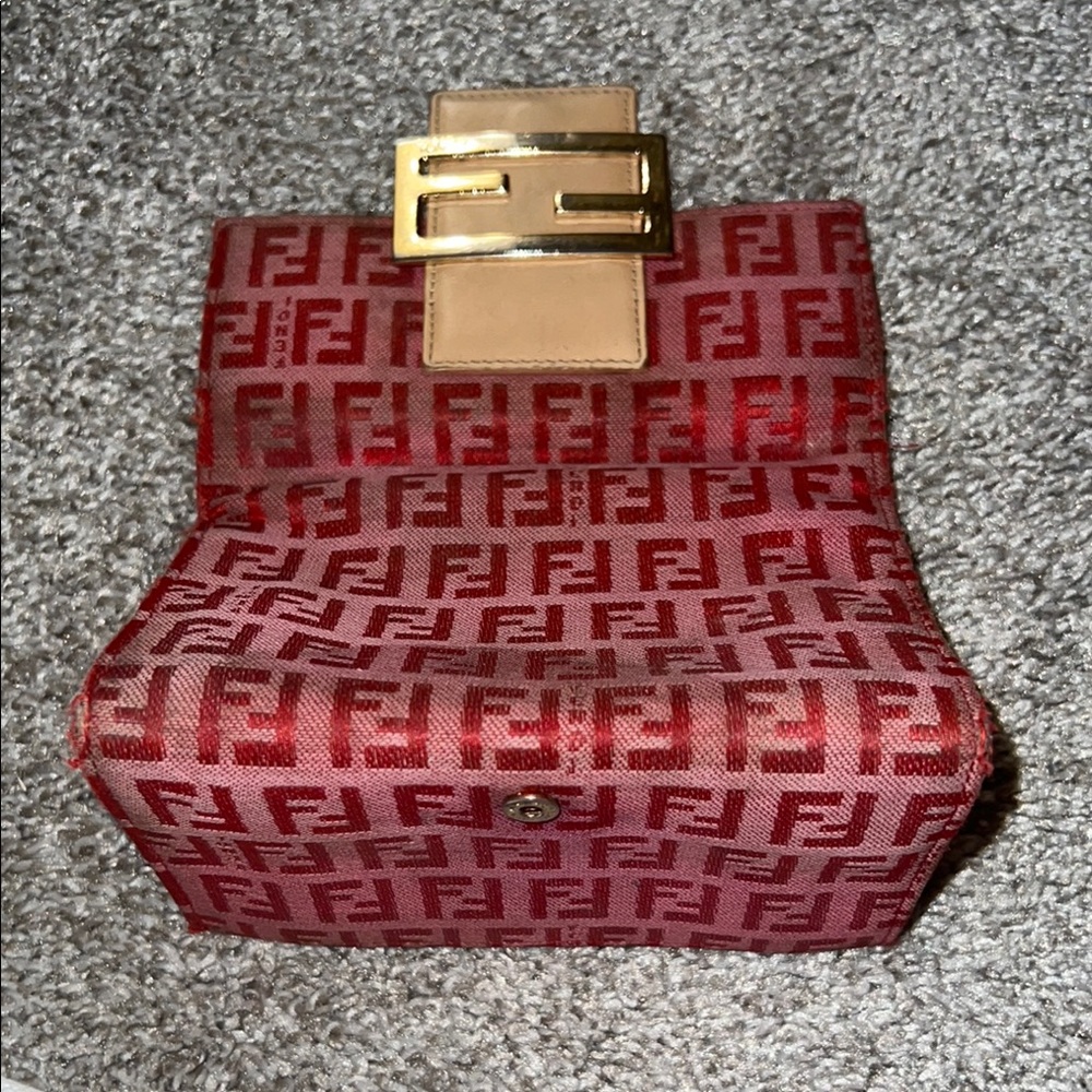 Fendi Red Geometric Clutch with Gold Clasp